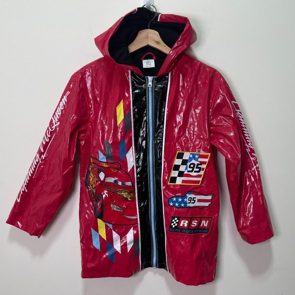 Disney Store Cars Lightning McQueen Rain Jacket/Coat sz 9/10 - Picture 2 of 16